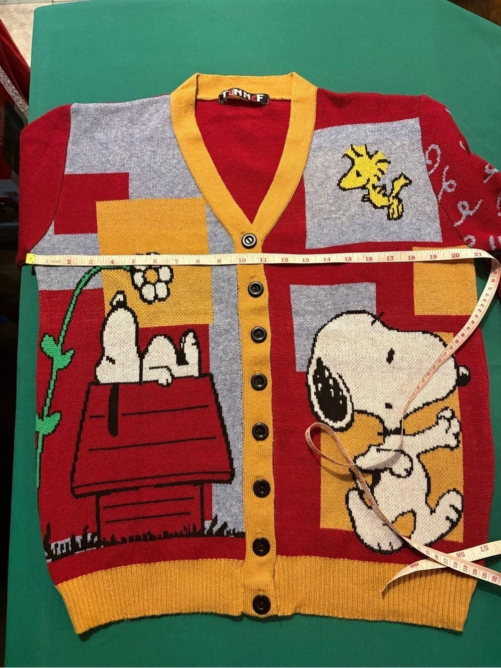 Peanuts Snoopy cardigan in Red & Yellow - Picture 3 of 8